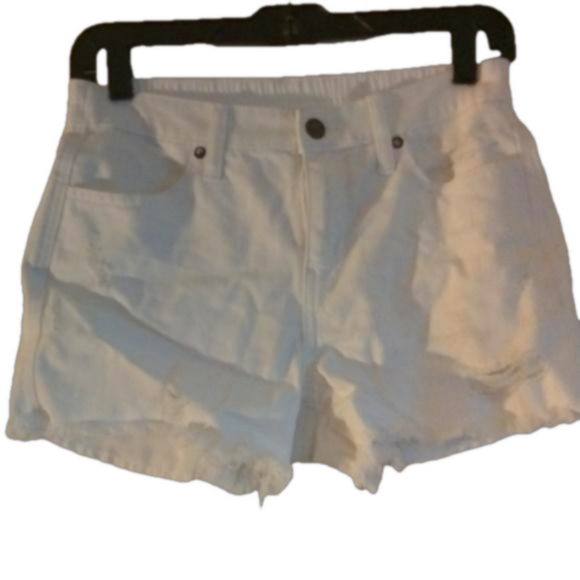Aeri elastic waist size xs white distressed shorts. Freyed hems too! Summer! - Picture 1 of 6
